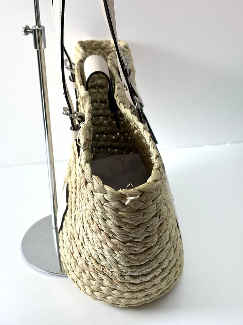 COACH コーチ レザー×ストロー カゴバッグ トート 大容量