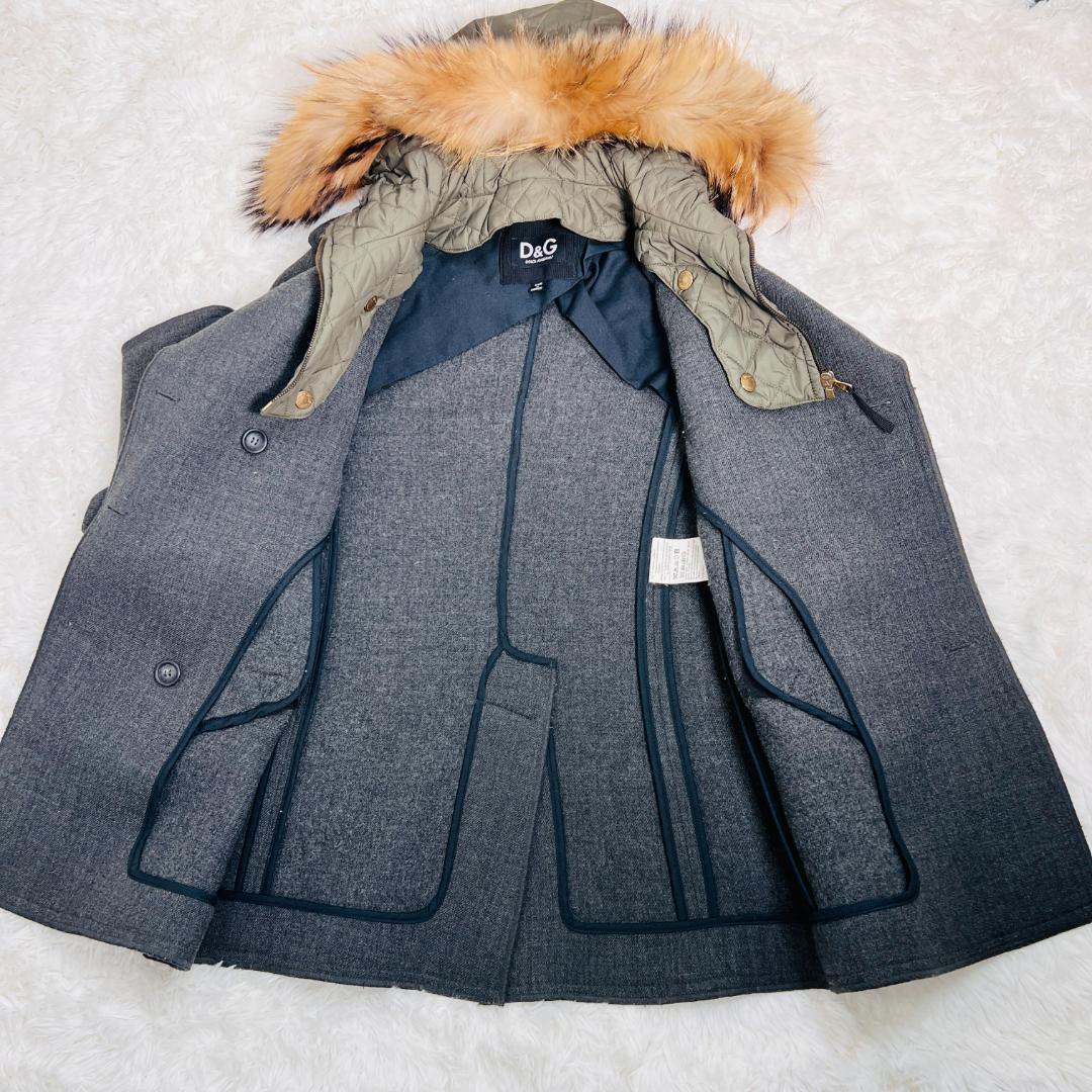 【ドルチェ＆ガッバーナ】Pコート リバー ダブル リアルファー ラクーン L