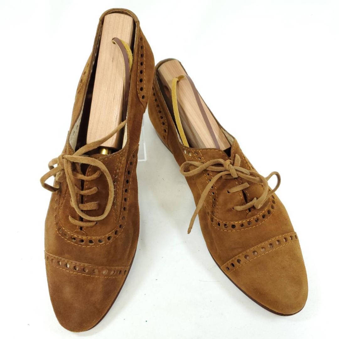 ロエベ　ローファー　メダリオン　パンチング　レースアップ　ブラウン　37