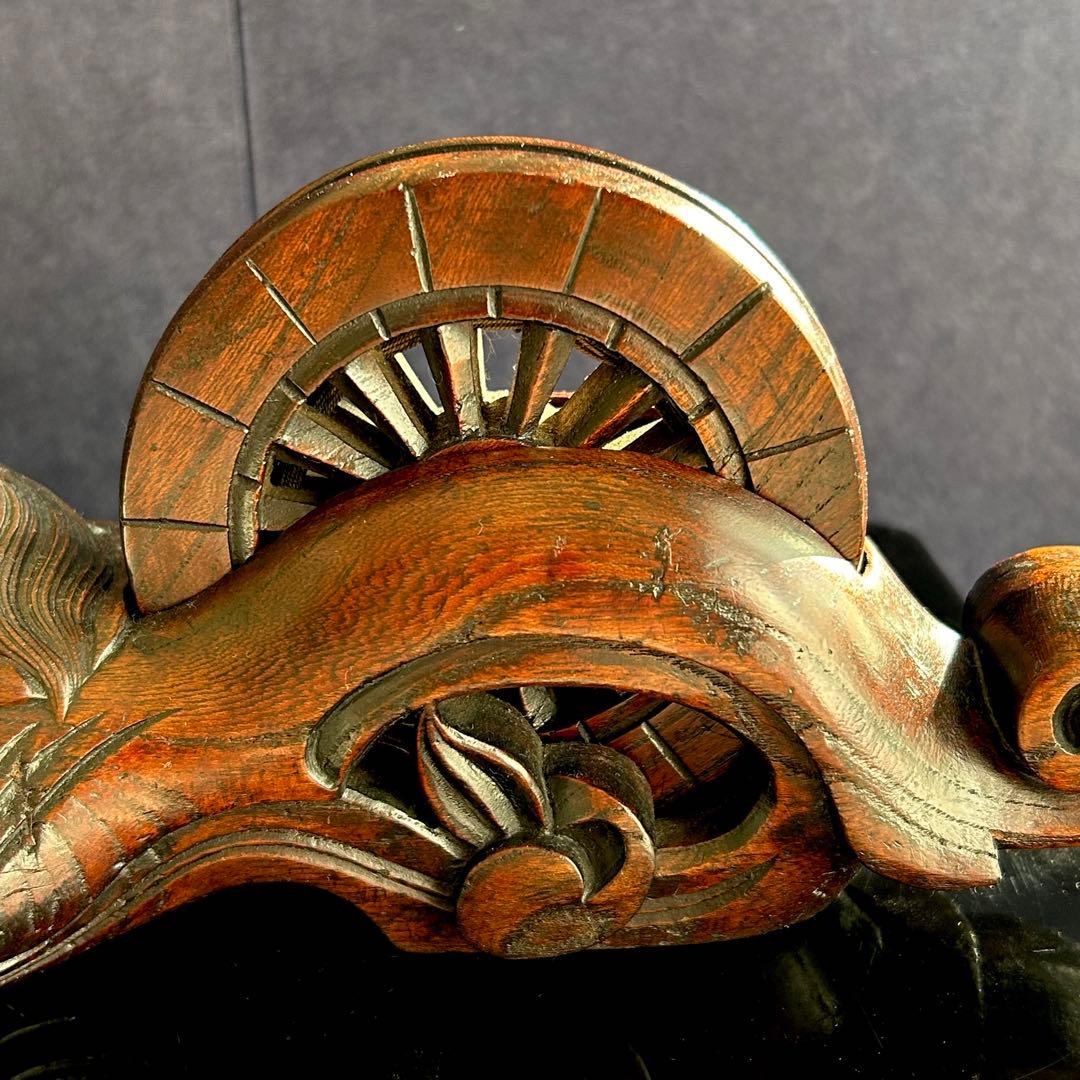 [珍] 鶴蓑亀紋墨壺　古道具　工芸品　置物　27-28cm美品