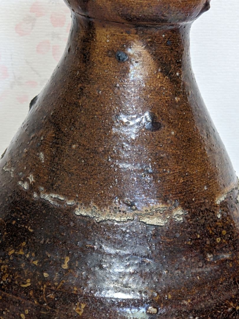 ♦種子島焼 古陶磁 江戸時代 算盤形瓶 花瓶 琉球陶芸 珍物レア物 古美術骨董品