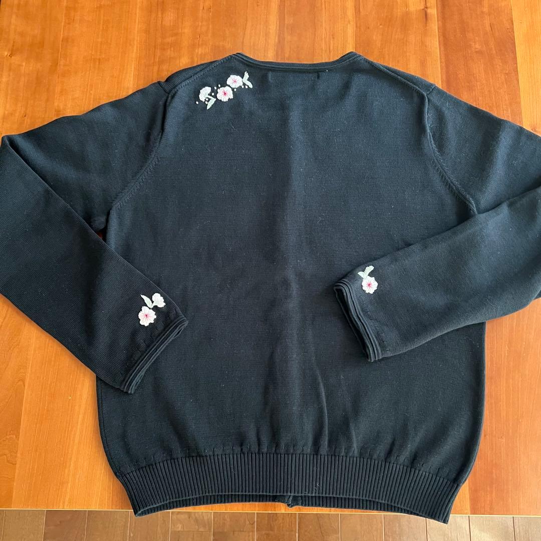 ケイタマルヤマ　桜刺繍　カーディガン　ブラック