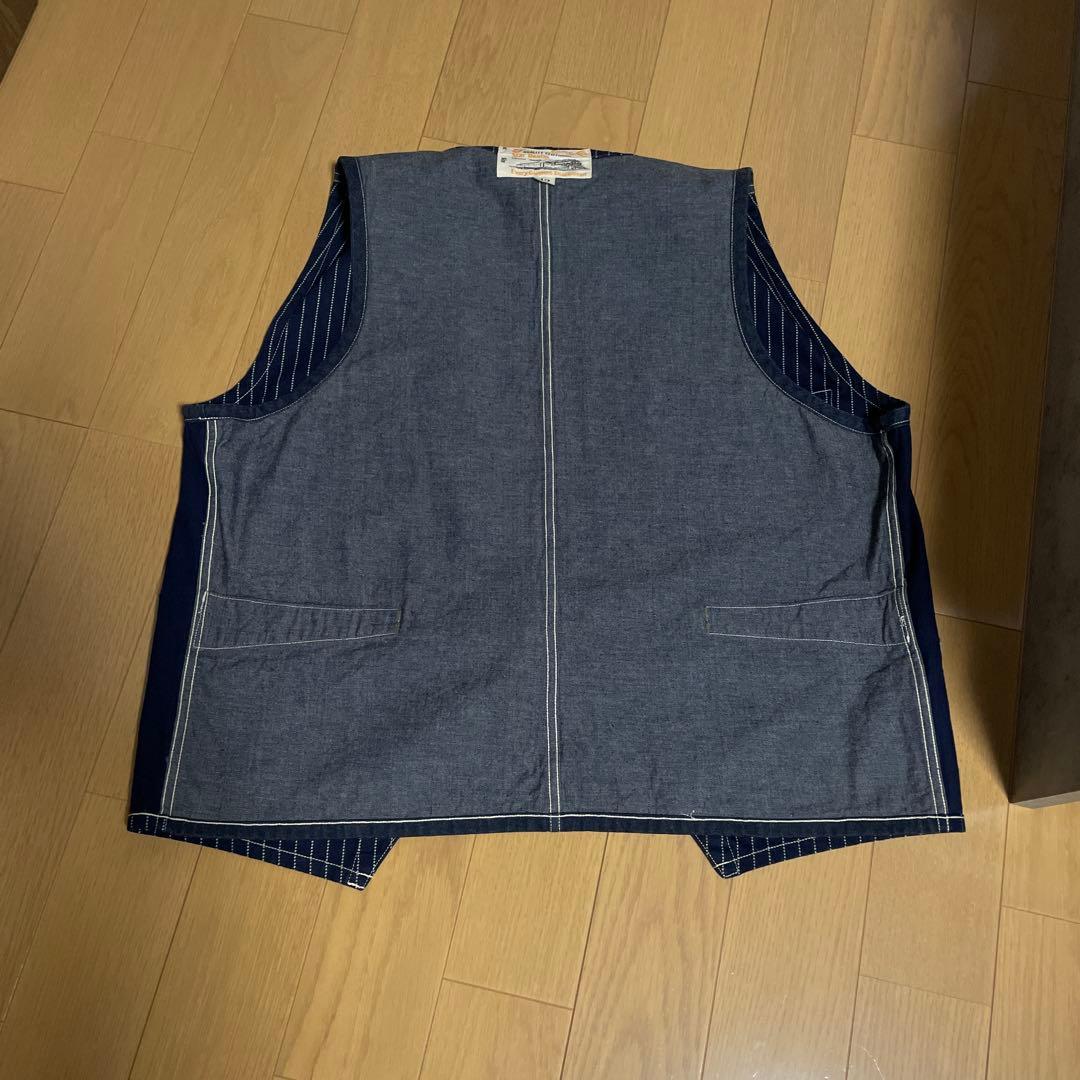 Sugar Cane & Co. 美品　ストライプデニムベスト 42