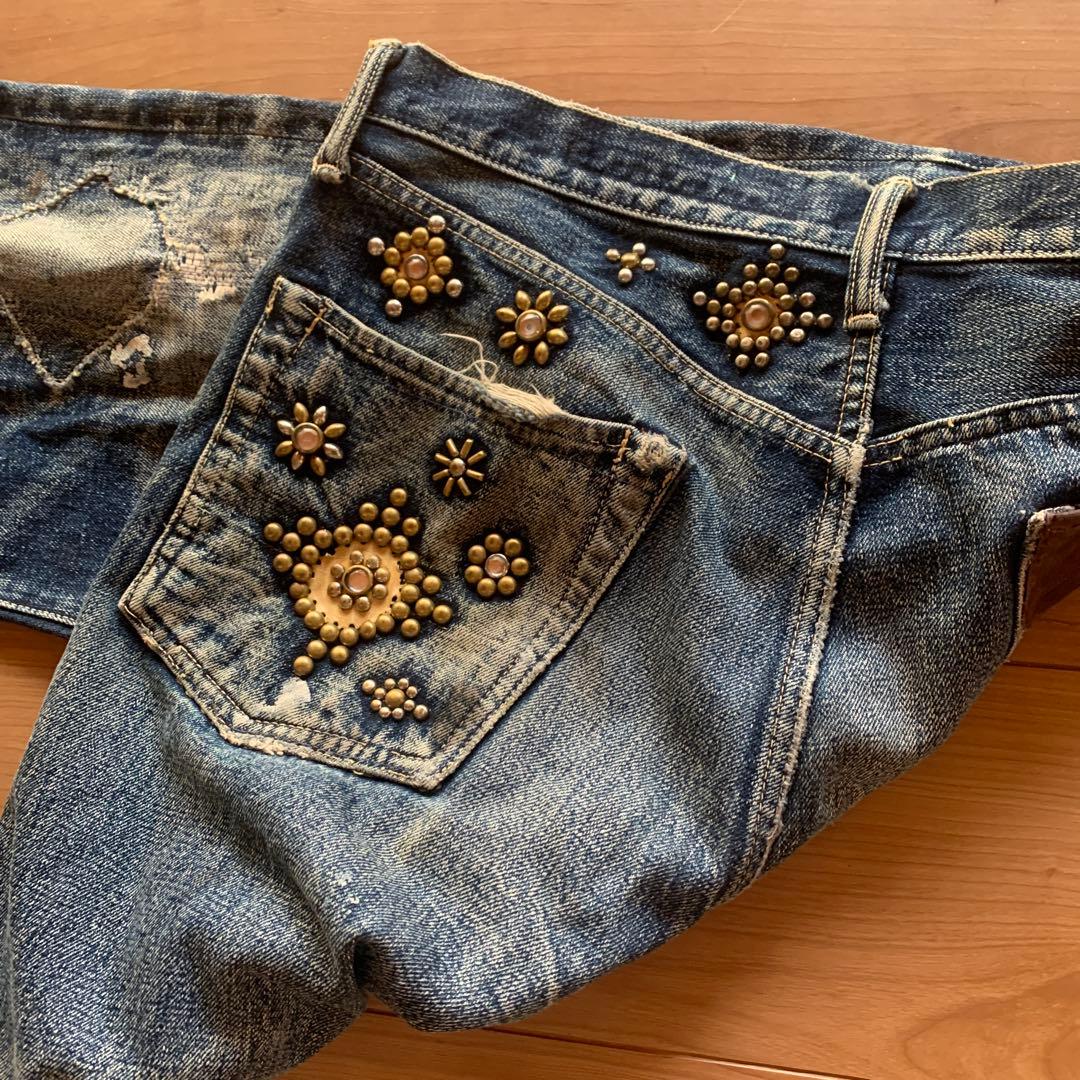 レアKAPITALスタッズ　リメイクジーンズ