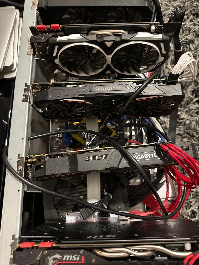 GTX1070 5点 マザー 電源 SSD ライザー5 ケーブル等 超サービス品