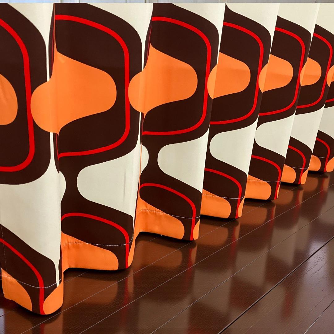 ミッドセンチュリー レトロ 昭和 ドレープカーテン×3組でお得な割引価格