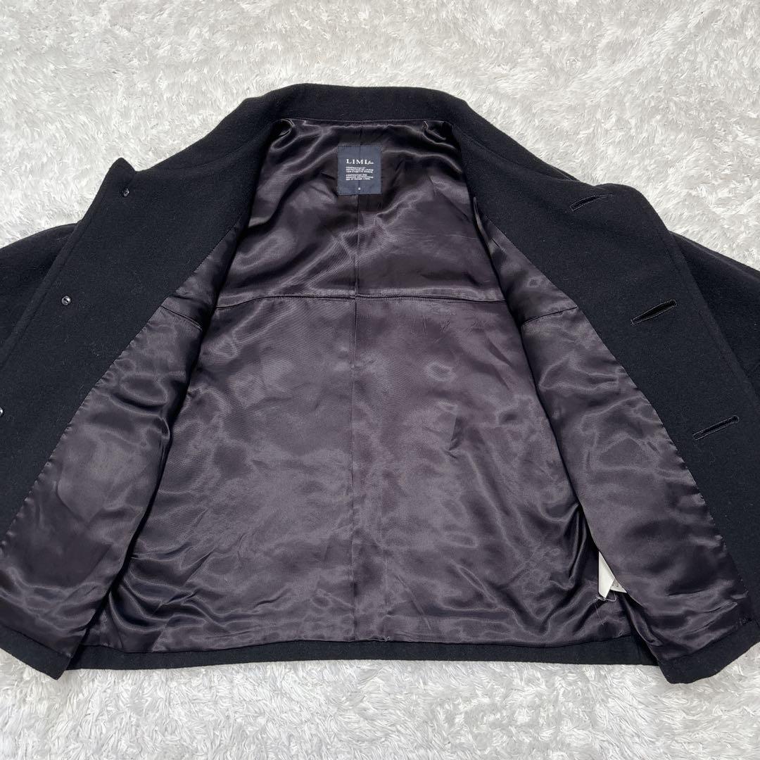 【LIMI feu】リミフゥ ウールコート ショート丈 ケープスリーブ ブラック
