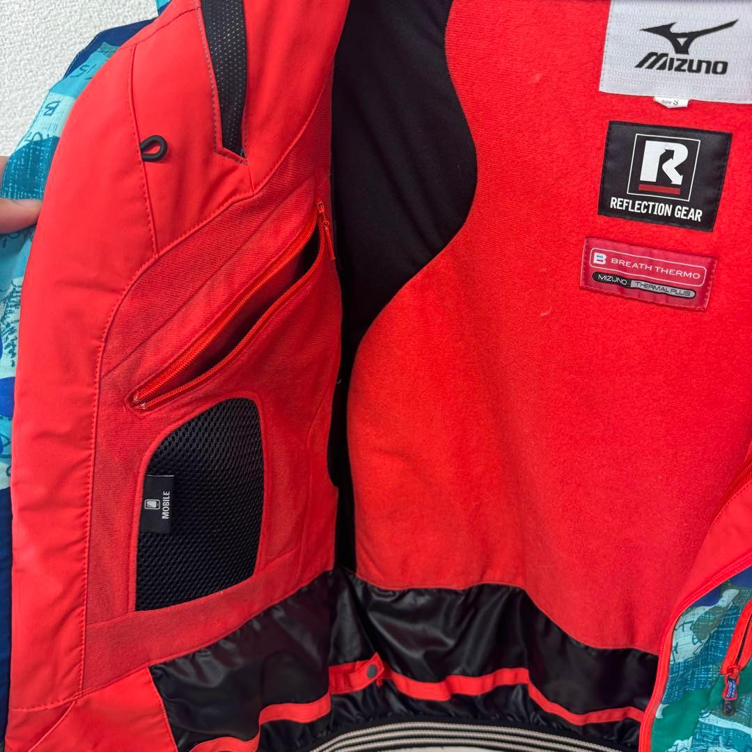 G1701 Mizuno スキーウェア 花柄 青系　上下セット