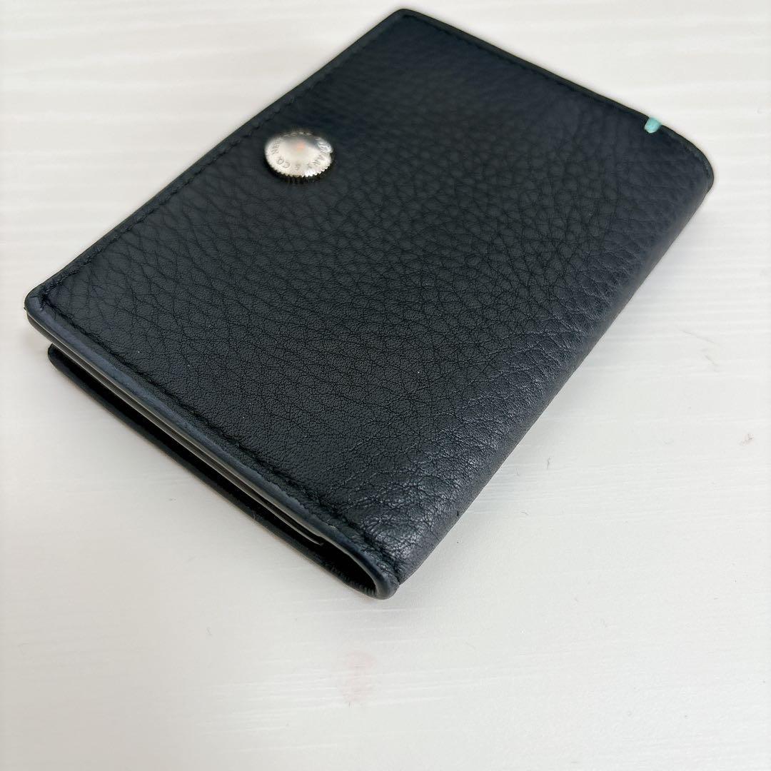 Tiffany & Co. 名刺入れ カードケース ブラック 革 ブルーステッチ