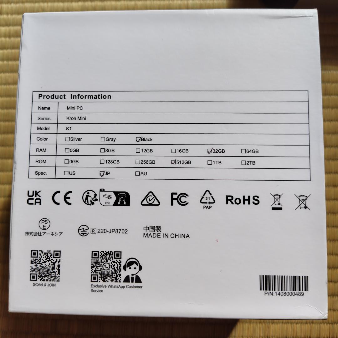 ACEMAGIC Kron Mini K1 ミニPC SSD1TB(増設済)
