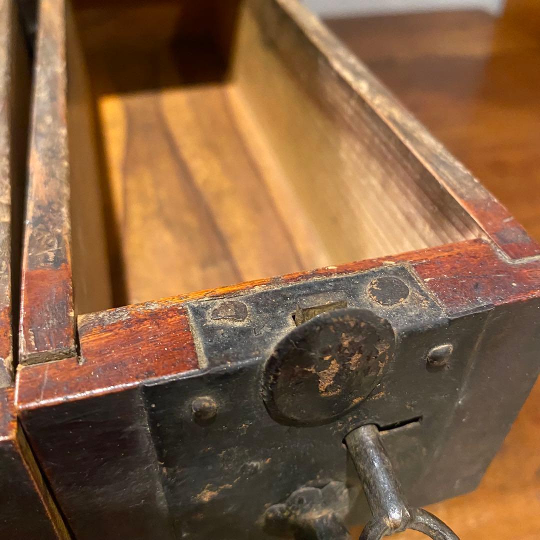 明治 硯箱 小引き出し 銭函 時代箪笥 骨董品 古道具 アンティーク