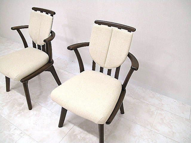【展示品】イバタインテリア 回転式ダイニングチェア 2脚セット　　オーク材