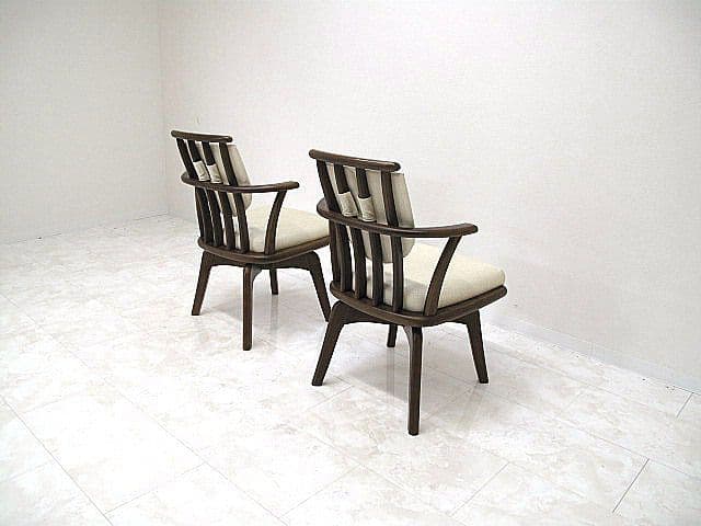 【展示品】イバタインテリア 回転式ダイニングチェア 2脚セット　　オーク材