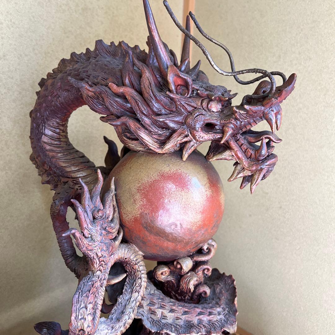 レア 貴重 骨董品 龍 龍神 竜神 竜 陶器 彫刻 壺 アンティーク 家具