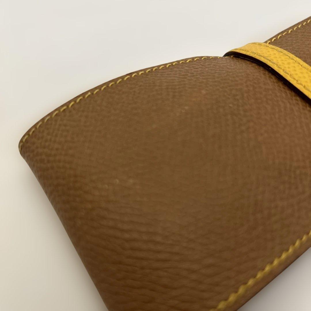 エルメス ヴィンテージ クシュベルレザー バイカラー ペンケース 2本差し