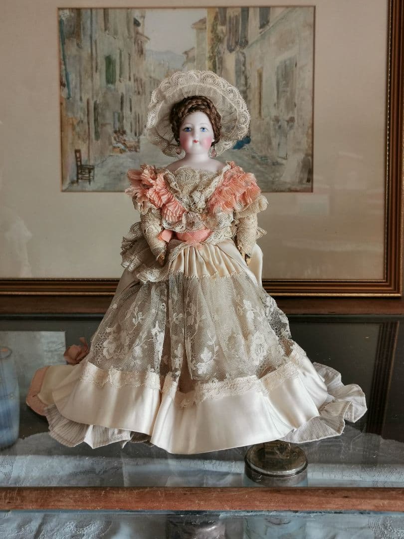 アンティークフランス ゴーチェビスクドール シルクタフタ＆レース４層ドレス19c