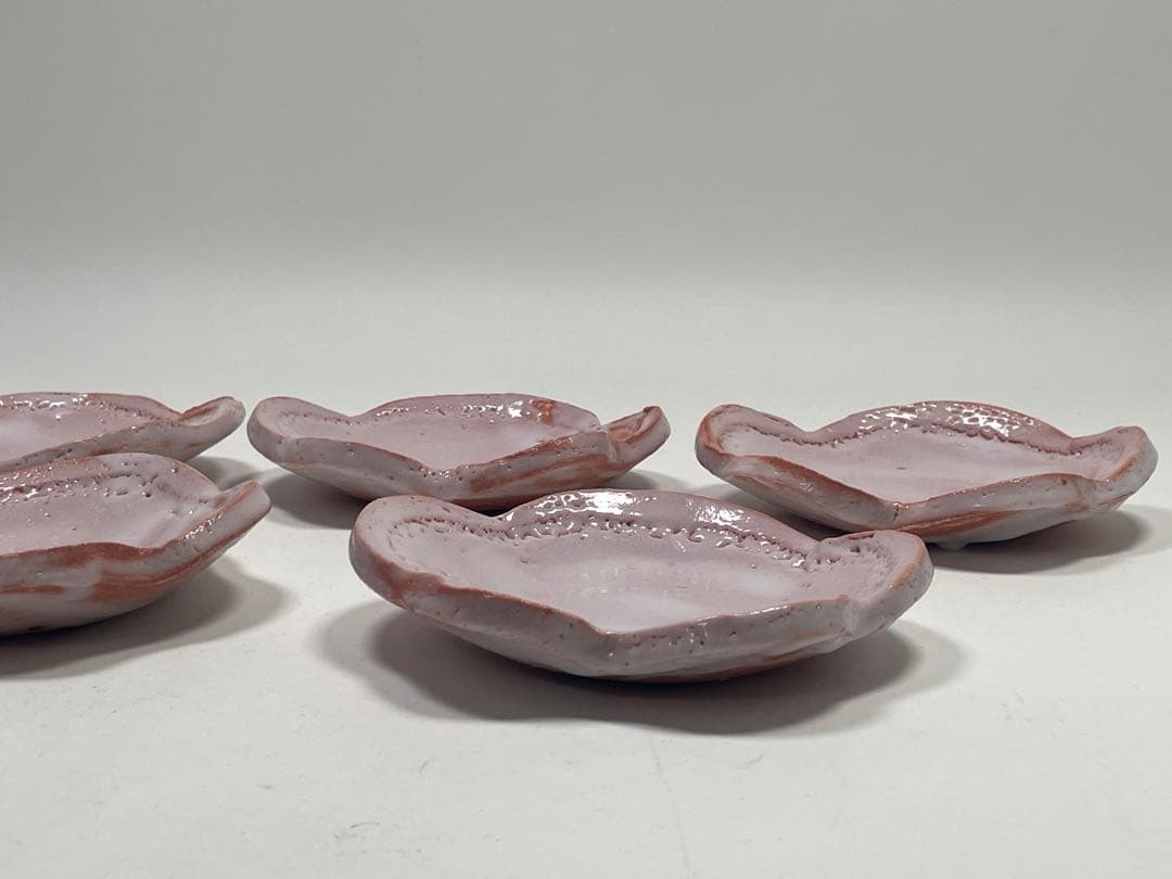 【和食器】　林正太郎　『絵志野梅形銘々皿』5枚　共箱　小皿　菓子皿