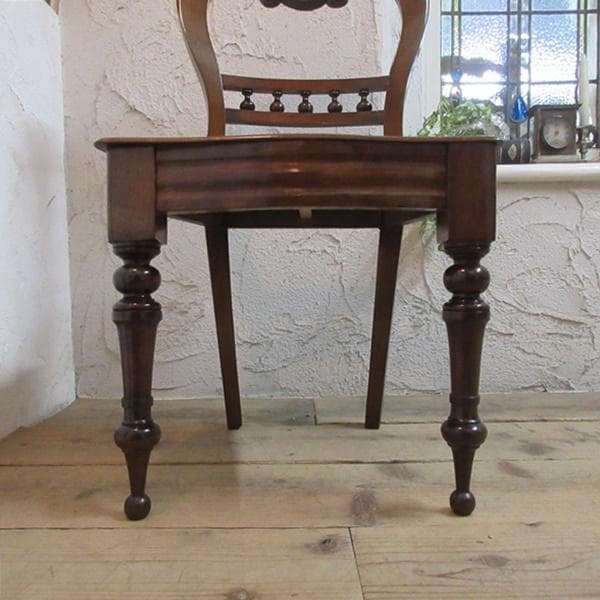 イギリス アンティーク 家具 ホールチェア 椅子 イス 木製 英国 4282e