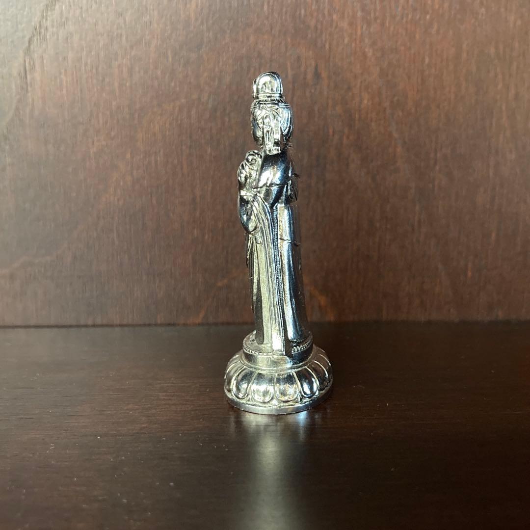 純銀製シルバー洗観音仏像本物ミニチュアフィギュア