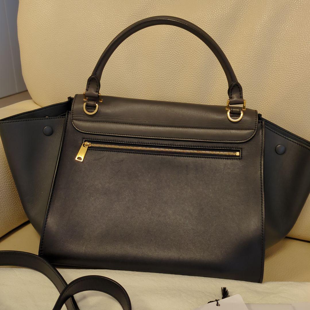 ✨美品✨セリーヌトラペラーズレザースエード２wayバッグ　ＢＬＡＣＫ！