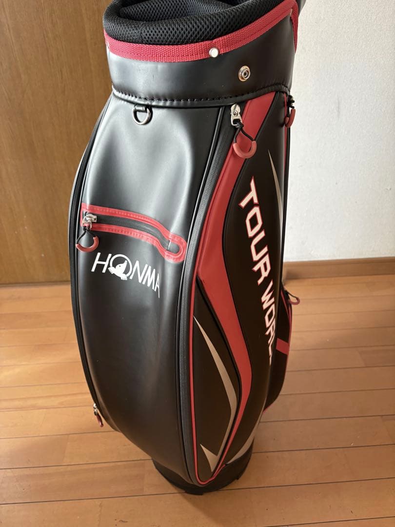 良品　ホンマ　TOUR WORLD キャディバッグ 黒/赤　9インチ