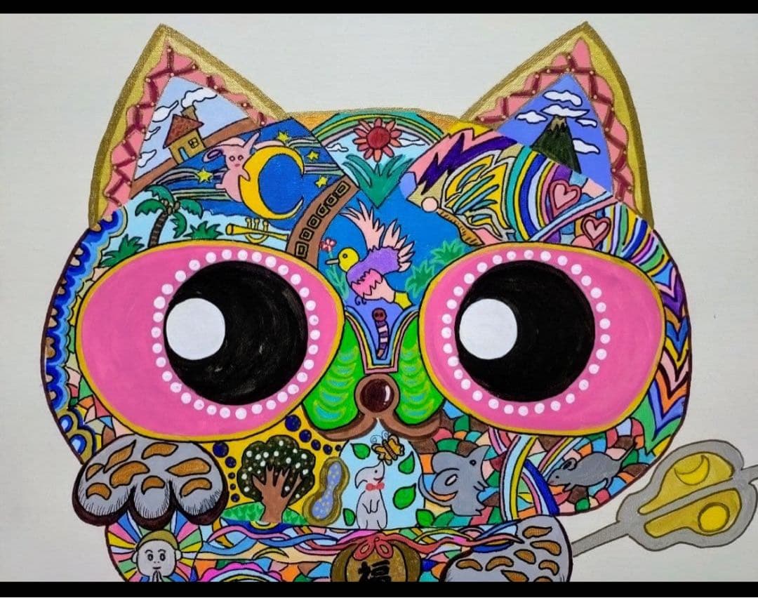 【F10号】ジミー大西【笑福万来】肉筆/サイン・裏描き有り/アクリル/油彩/額縁