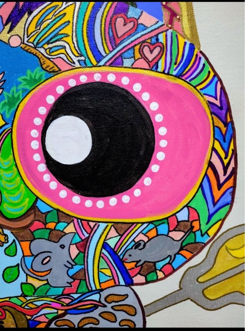 【F10号】ジミー大西【笑福万来】肉筆/サイン・裏描き有り/アクリル/油彩/額縁