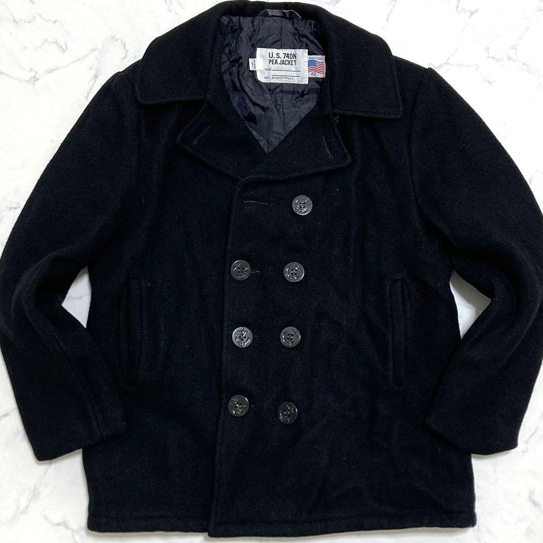 Schott メンズ ピーコート 740N メルトンウール キルティング 42