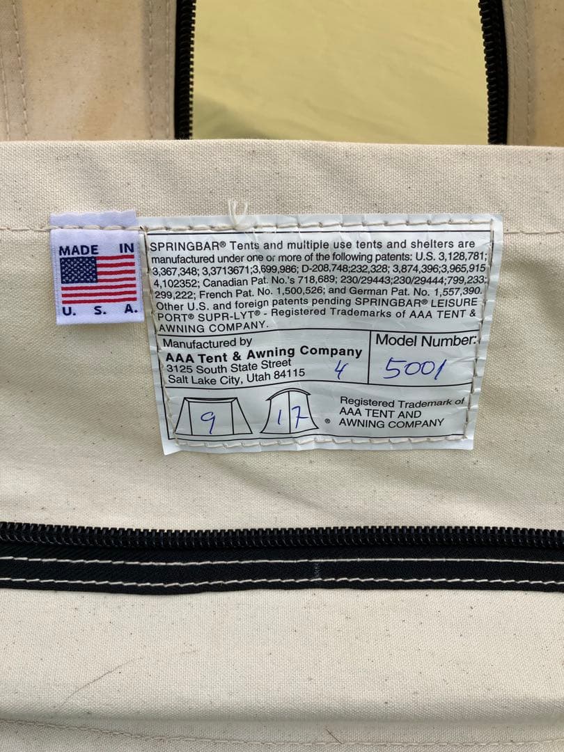 【かじ】① カーカムス スプリングバーテント ホワイトトラベラー US製