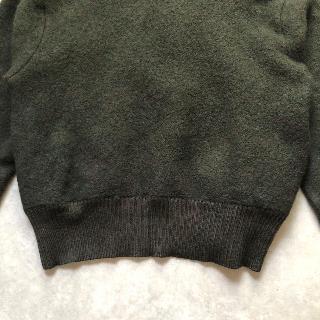 80sWoolrichウールリッチセーター ヘンリーネックパッチ付 緑 XL相当