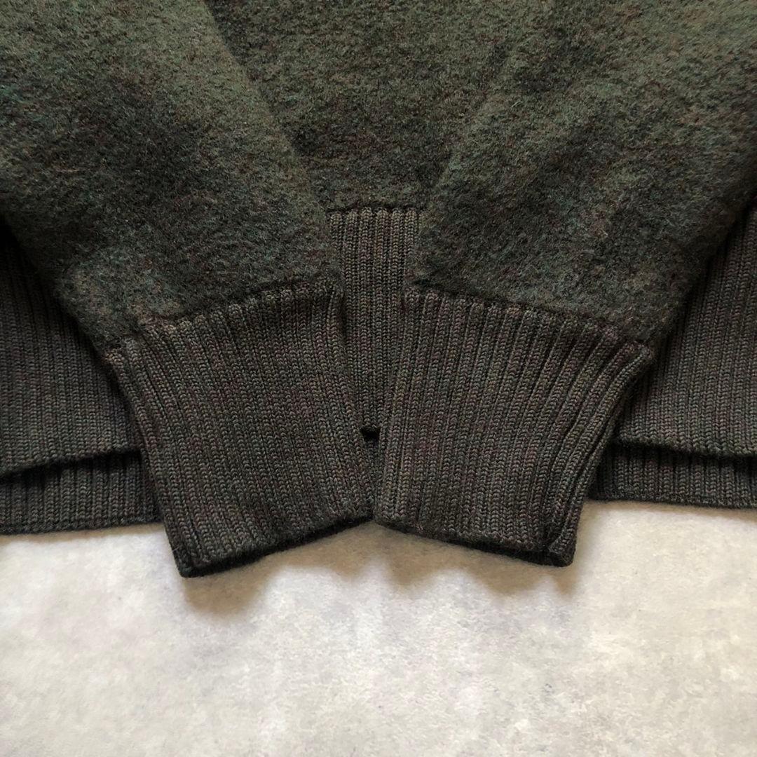 80sWoolrichウールリッチセーター ヘンリーネックパッチ付 緑 XL相当