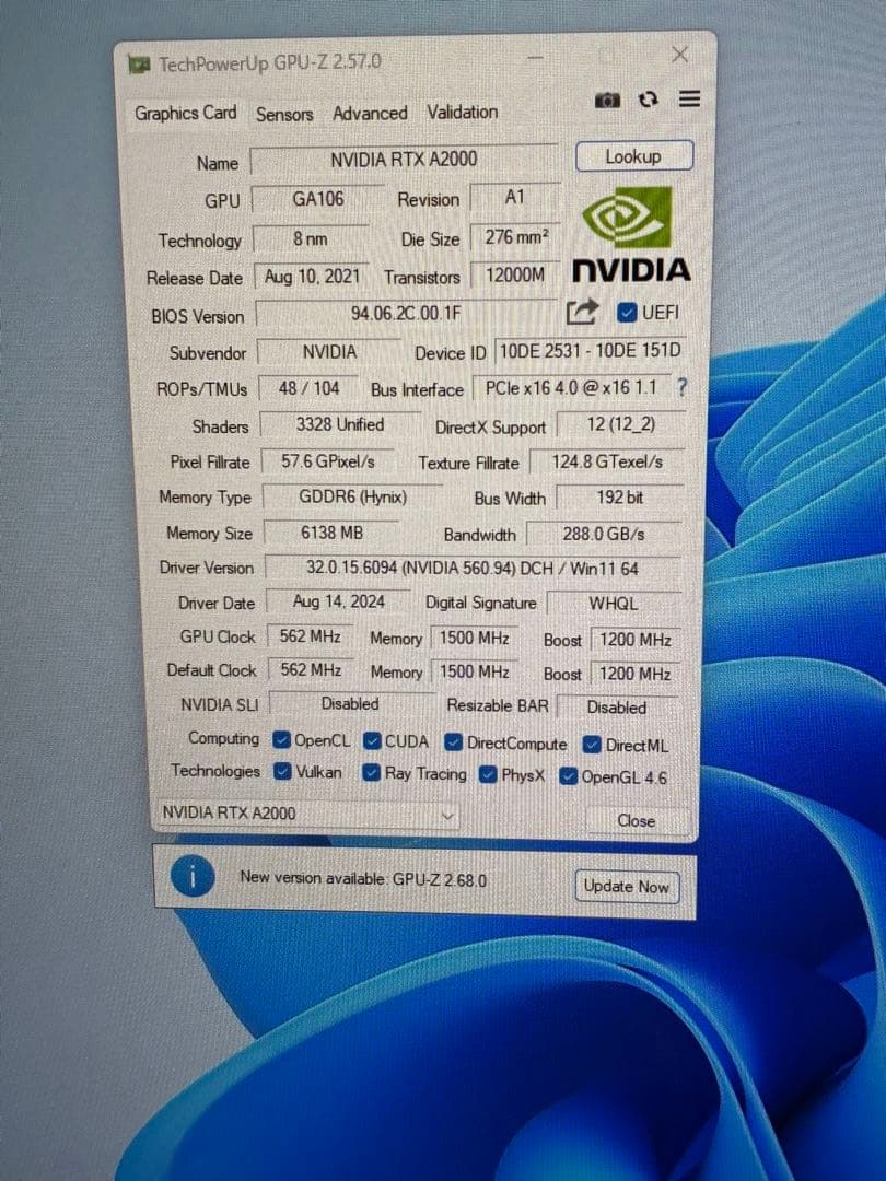 NVIDIA RTX A2000 グラフィックボード