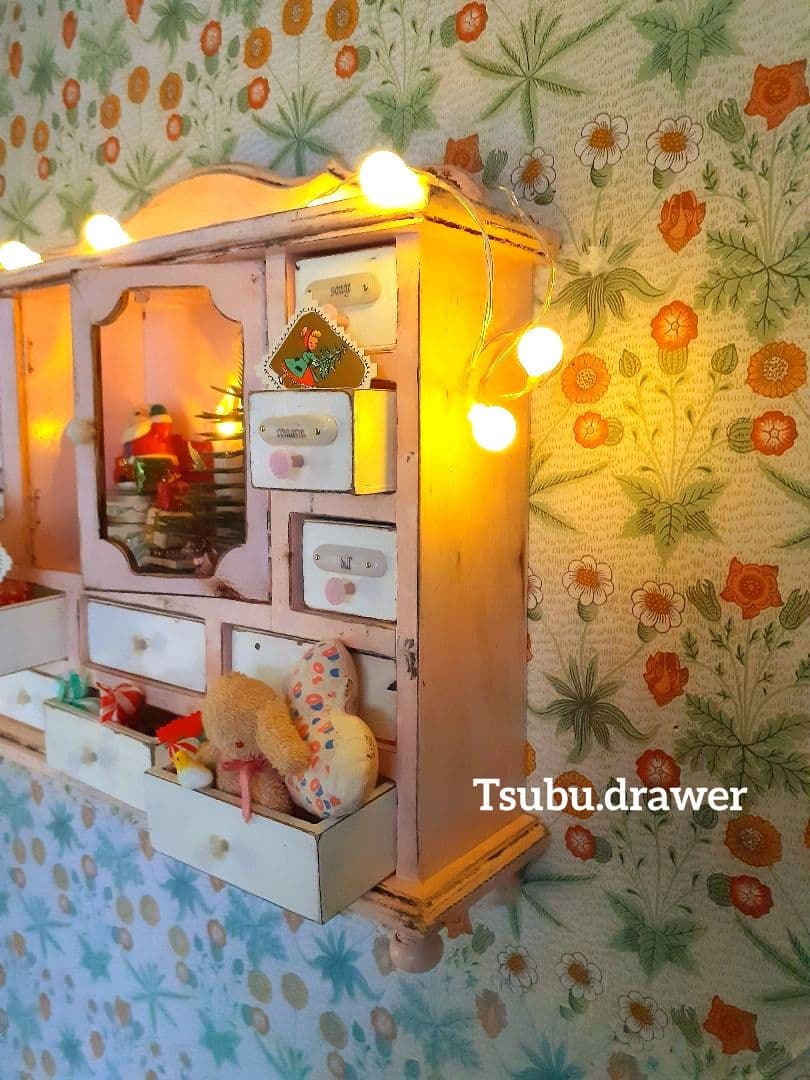 アンティーク・ヴィンテージ調　シャビー　ドロワー　ウォールシェルフ