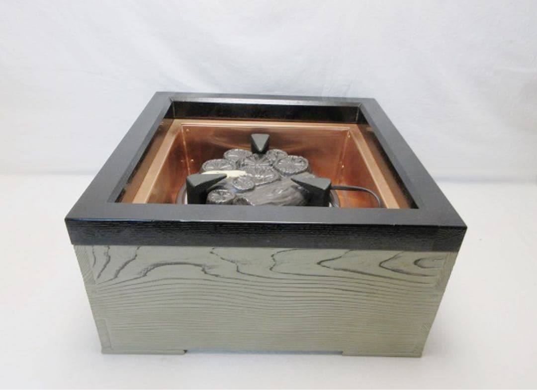 美品 茶道具 焼杉磨入子 置炉 釜師 清光作筒釜 ヤマキ電熱器 3点セット紙箱