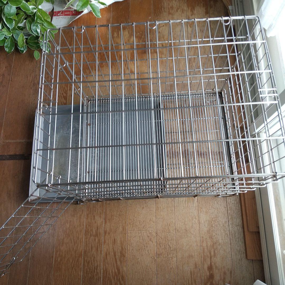 ハチコウMサイズステンレス製ケージ 、短面ドア 取り外しトレー付き