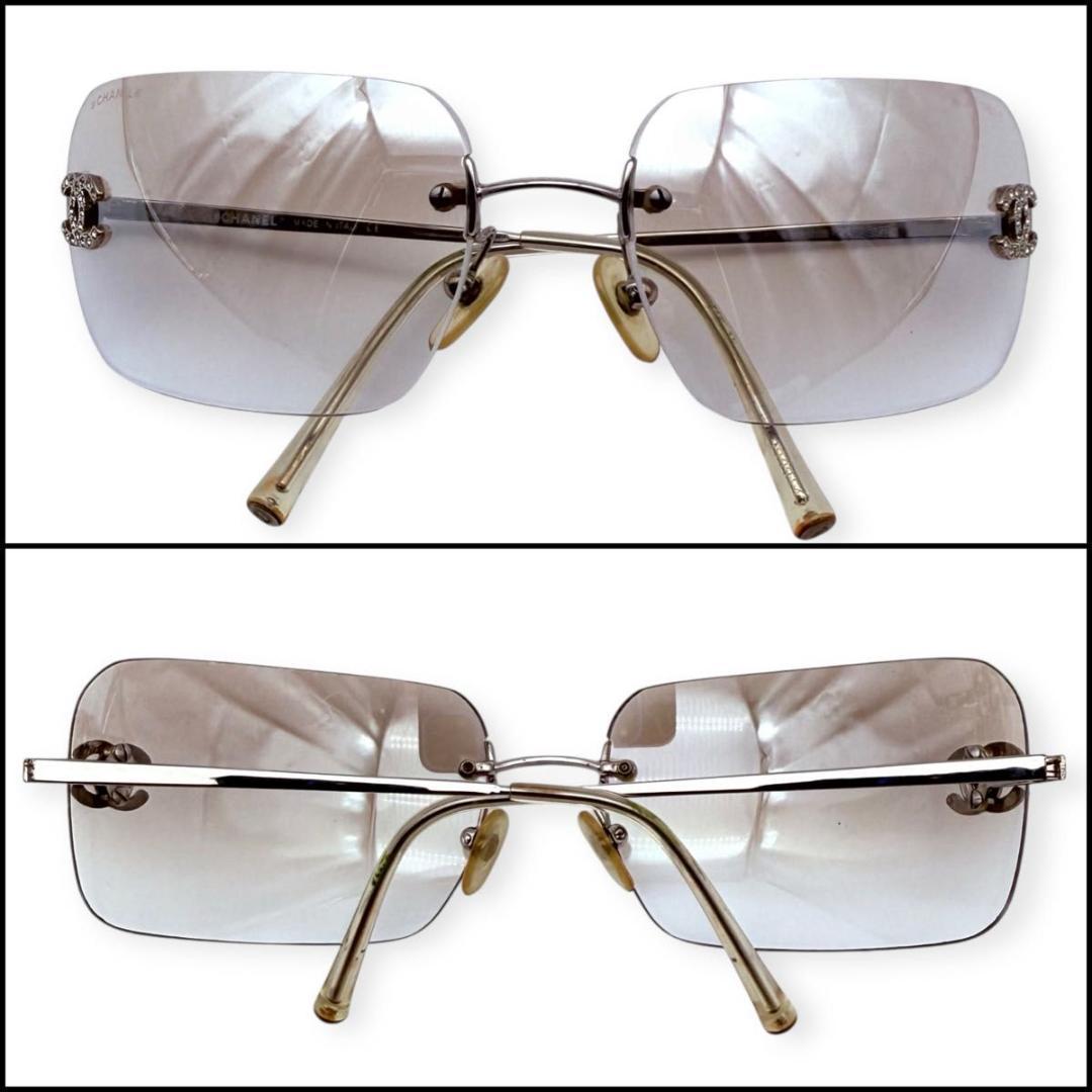 【良品】CHANEL シャネル　リムレス　サングラス　ココマーク　ラインストーン