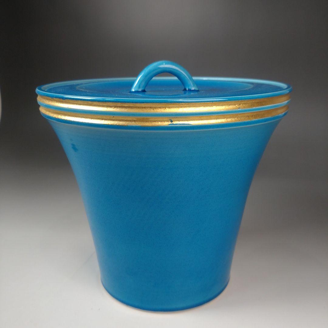 ア183 『即中斎好　翠嵐窯　浅黄交趾　末広水指』『紫野　剛山極箱　塗替蓋付』