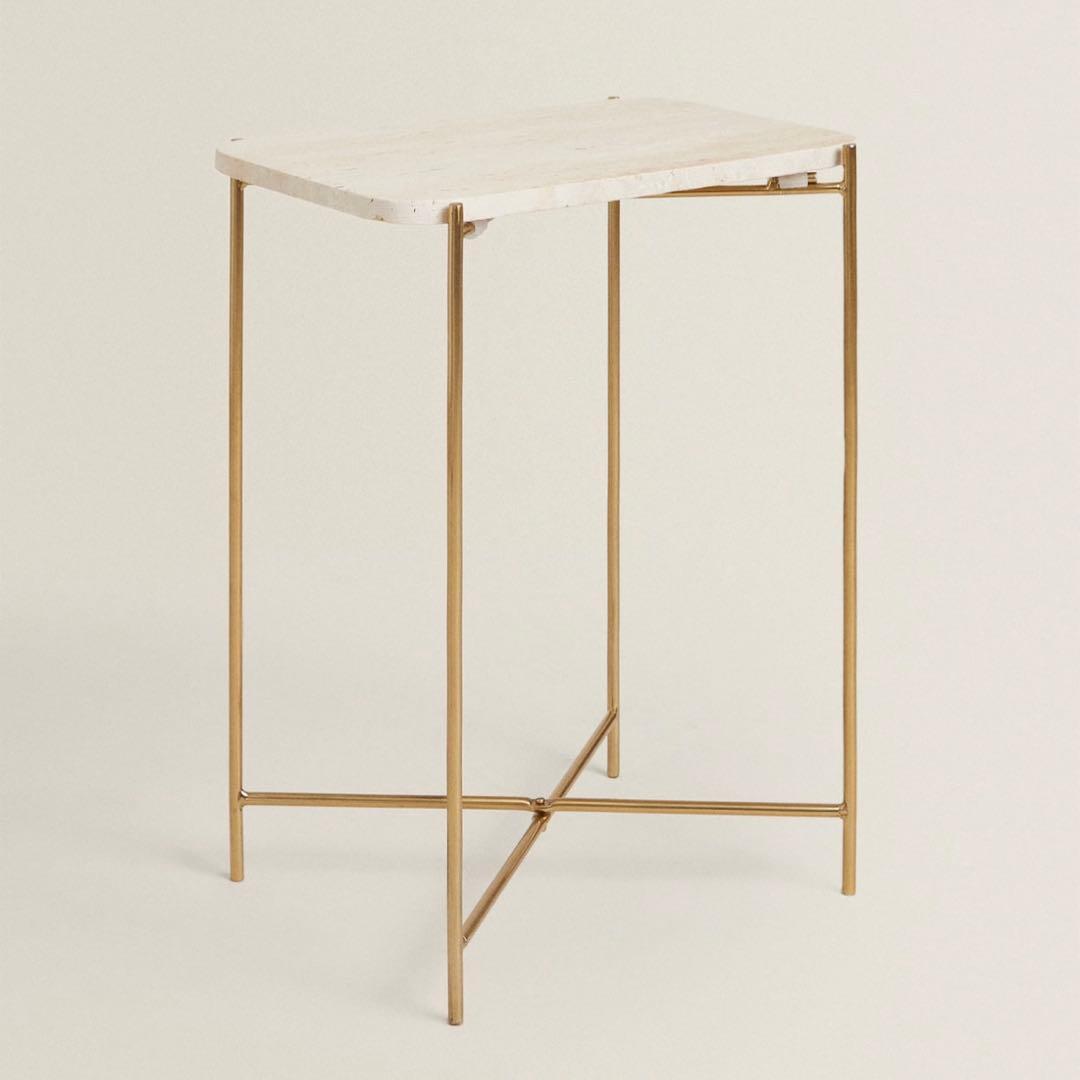 zara / 天然石天板の長方形サイドテーブル