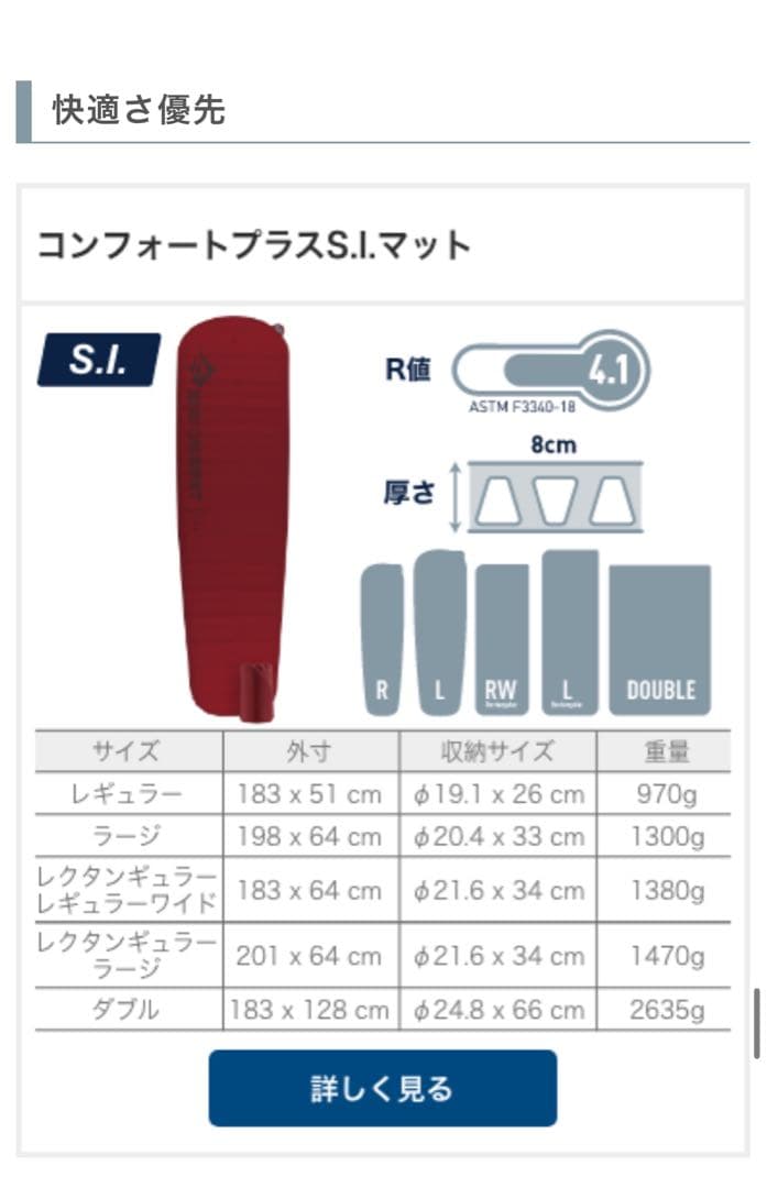 【美品】シートゥーサミット コンフォートプラスSI RW (エアポンプ付き)