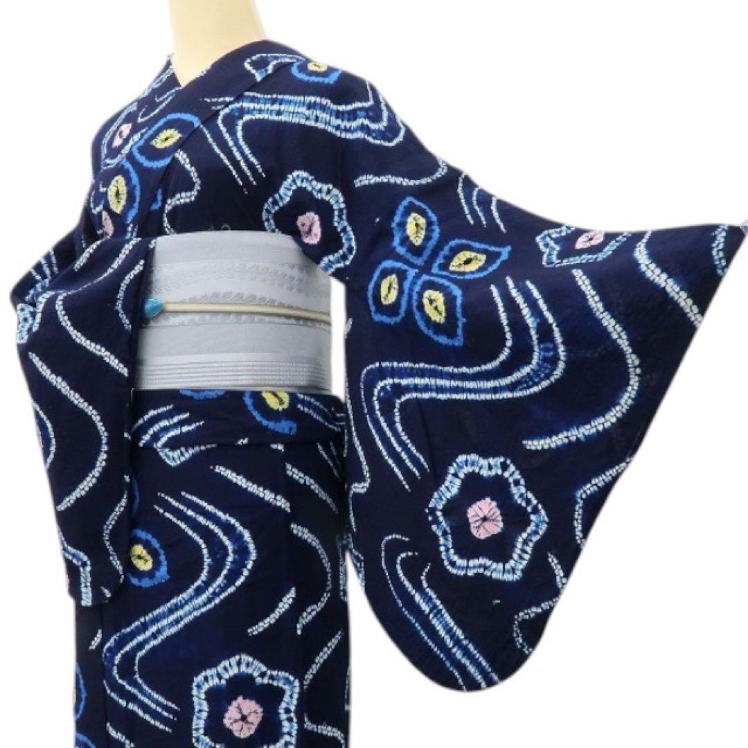 美品 有松鳴海絞り トールサイズ 高級浴衣 着物 A3148