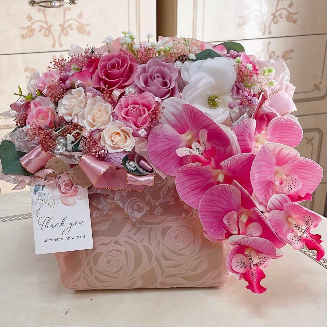 ✨大人気✨ミックスバラプリザ＆胡蝶蘭（アーティシャルフラワー）アレンジメント✨✨