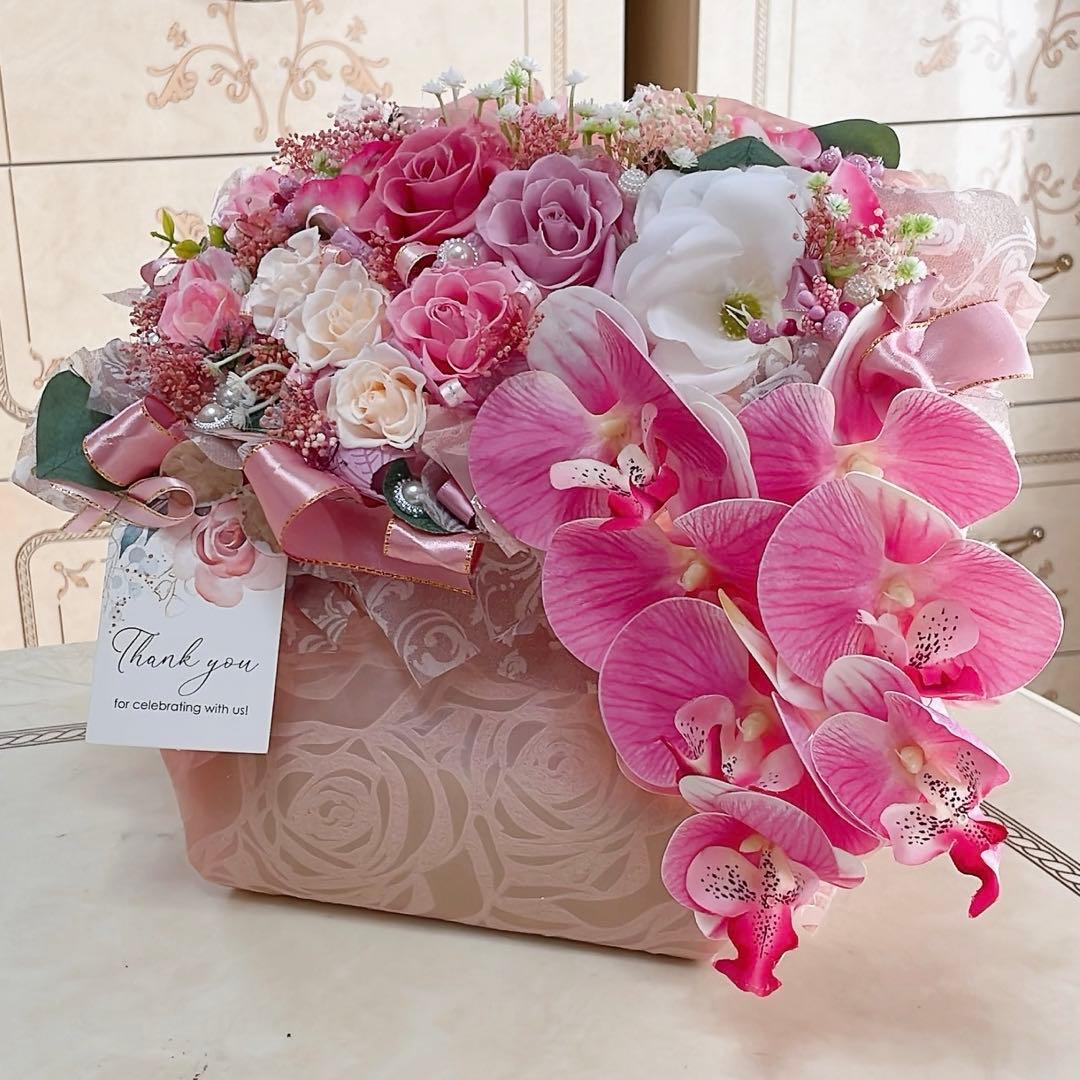 ✨大人気✨ミックスバラプリザ＆胡蝶蘭（アーティシャルフラワー）アレンジメント✨✨