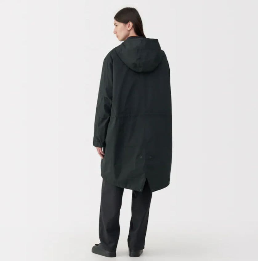 【えだまめ】【新品】【美品】無印良品 フード付きモッズコート XL　黒