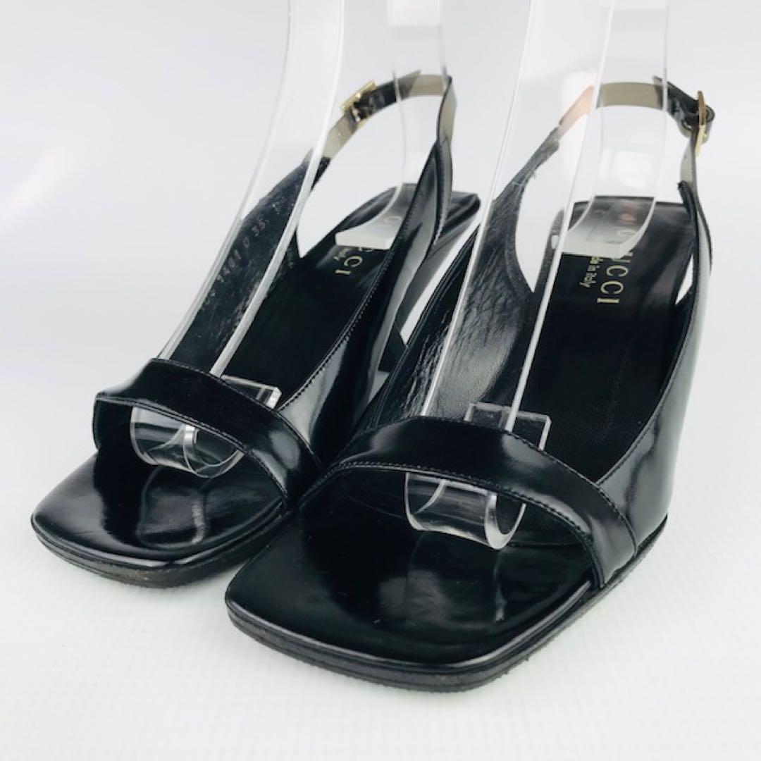 美品★GUCCI★レザー 変形ヒール パックストラップサンダル(35C)