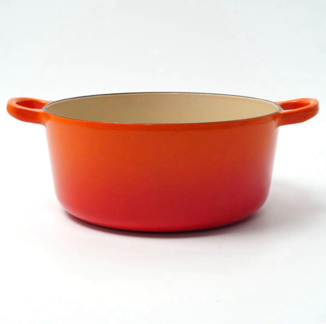 【美品】LE CREUSET　ココット ロンド オレンジ　22cm