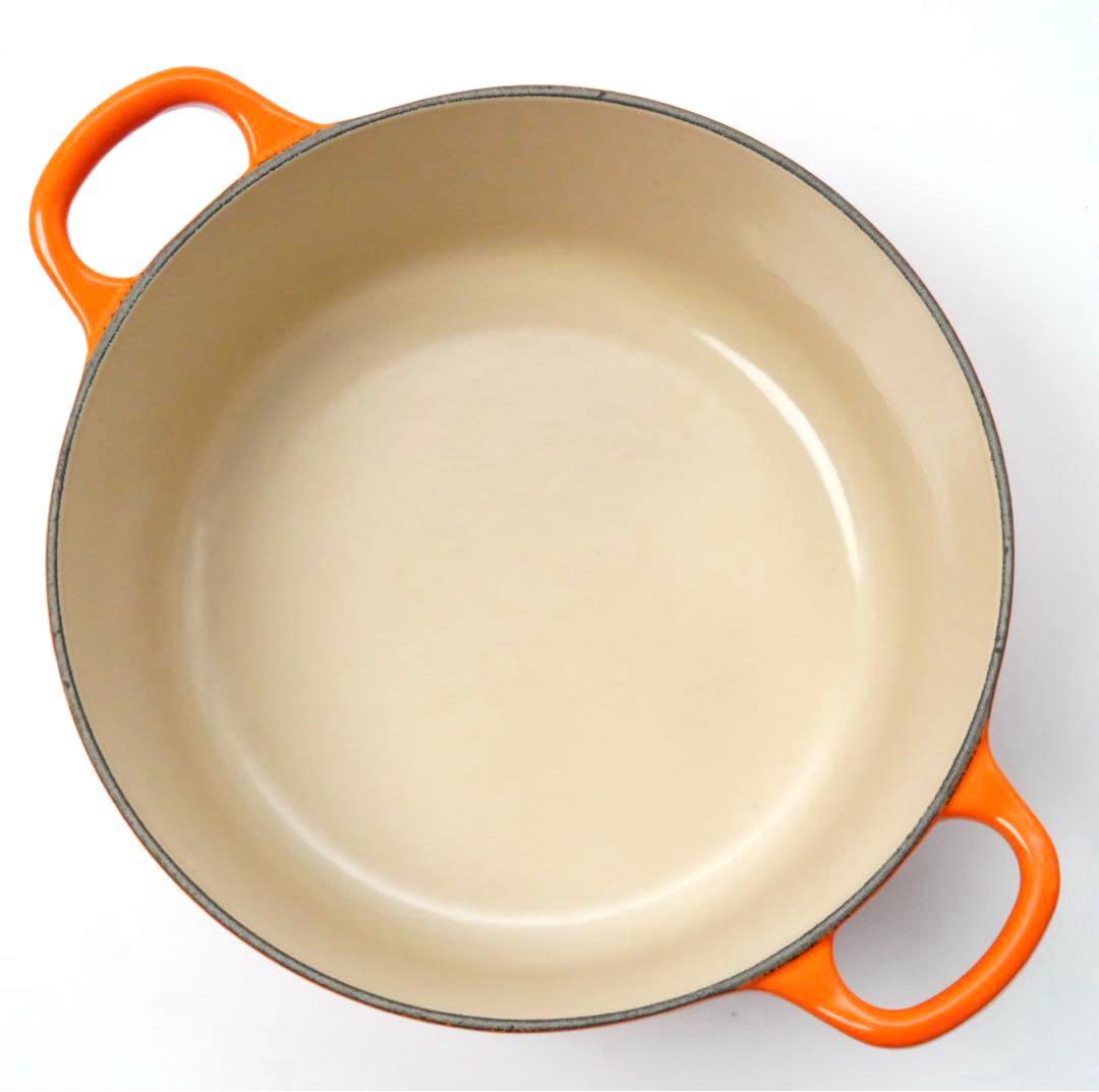 【美品】LE CREUSET　ココット ロンド オレンジ　22cm