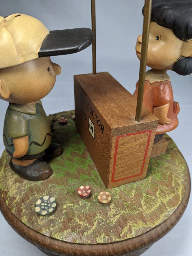 アンリ社製 ANRI チャーリー＆ルーシー オルゴール 木彫り人形 ビンテージ