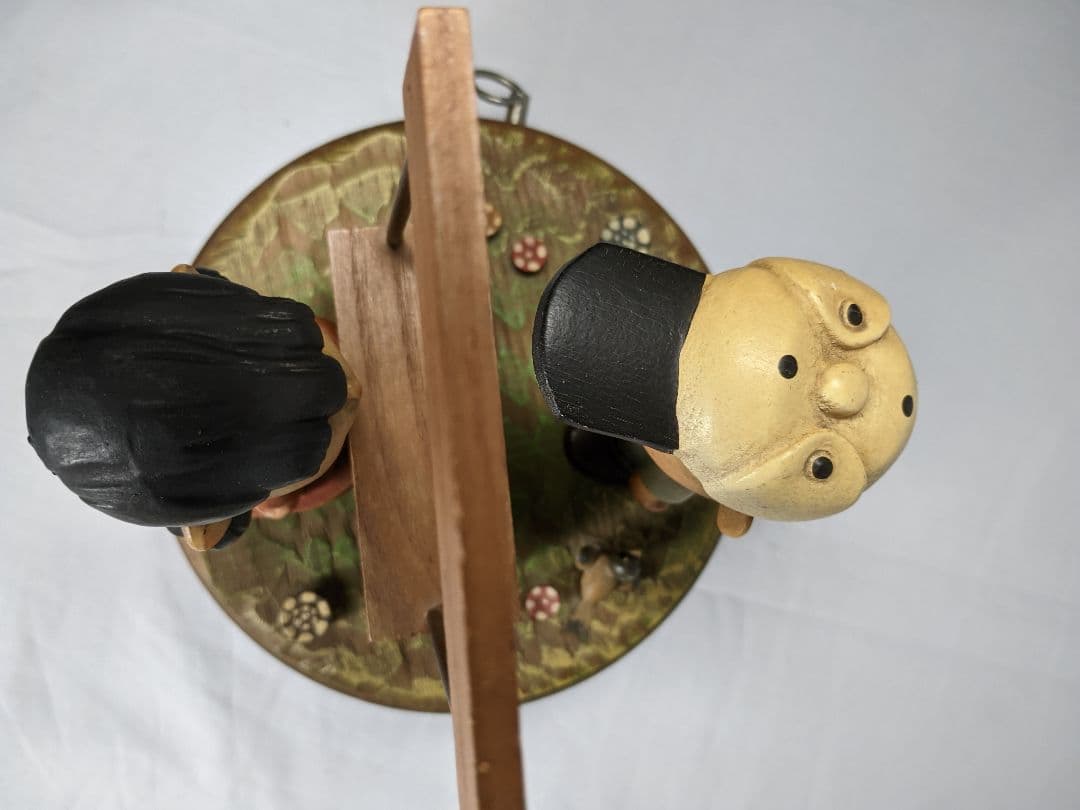 アンリ社製 ANRI チャーリー＆ルーシー オルゴール 木彫り人形 ビンテージ