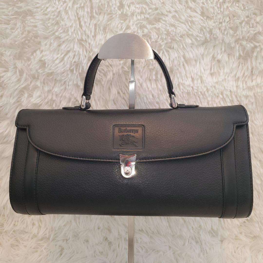 ⭐極美品⭐BURBERRYS 筒型 ハンドバッグ レザー 黒