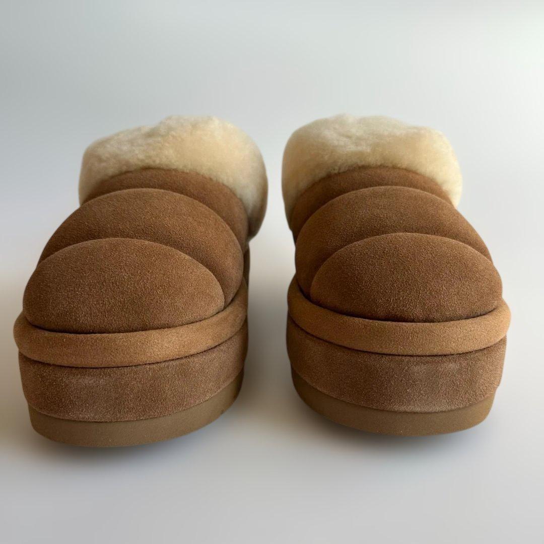 UGG Tazzlita 厚底ムートンスリッポン ボア付きスリッパ ブラウン